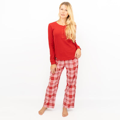 GAP Womens Flannel Sleep Set Pyjamas Red - Quality Brands Outlet