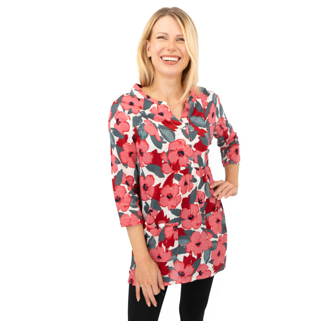 Seasalt Womens Tunic Pink Floral Aventurier in Coastal Chalk Bloom-Quality Brands Outlet-
