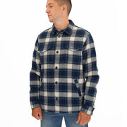 M&S Mens Cotton Rich Check Double Faced Overshirt Blue - Quality Brands Outlet