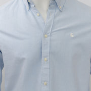 Carhartt WIP Men Duffield Blue Pinstriped Long Sleeve Shirts Button-Down Collar Round Hem - Quality Brands Outlet