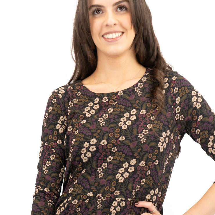 Seasalt Black Dress Tiered Line Strokes Midi - Quality Brands Outlet