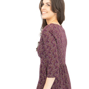 Seasalt Maggie Maxi Dress Purple Floral Cotton 3/4 Sleeve - Quality Brands Outlet