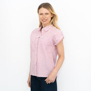 Crew Clothing Womens Pink Striped Embroidered Shirt