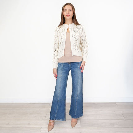 M&S Cream Open Stitch Cropped Cardigan-Quality Brands Outlet-