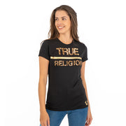 True Religion Womens Top Sequin Black Gold