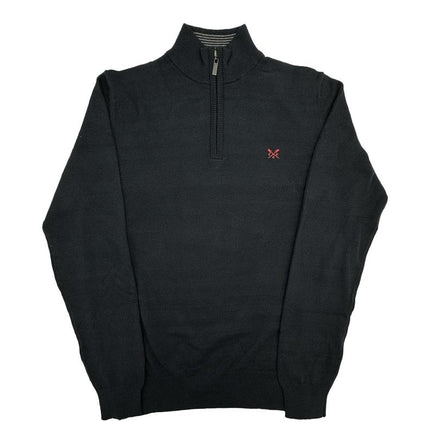 Crew Clothing Half Zip Knitted Jumper Long Sleeve Navy