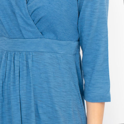 Seasalt Solid Blue Chacewater Cross Wrap Jersey Midi Dress-Quality Brands Outlet-