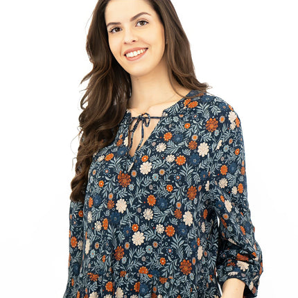 Seasalt Floral Navy Jersey Ankle Length Dress-Quality Brands Outlet-
