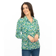 Seasalt Larissa Shirt Top Green Cotton Woodland Garlic Chalk Print - Quality Brands Outlet