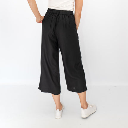 Womens Trousers Black Woven Crop Wide Leg-Quality Brands Outlet-