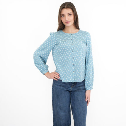 White Stuff Soft Blue Daniella Long Sleeve Tops-Quality Brands Outlet-