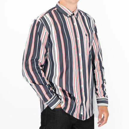 Premium Brand Long Sleeve Navy Striped Shirt-Quality Brands Outlet-