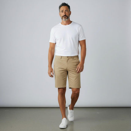 M&S Autograph Sand Beige Lightweight Chino Shorts Regular Fit Summer - Quality Brands Outlet
