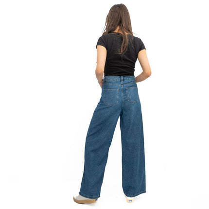 M&S Slouchy Wide Leg Jeans Medium Indigo Denim - Quality Brands Outlet