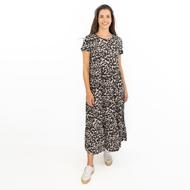 Seasalt Black Floral Line Strokes Midi Dress-Quality Brands Outlet-