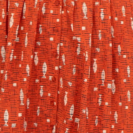 Seasalt Charlotte Orange Fish Short Sleeve Midi Fit & Flare Dress-Quality Brands Outlet-