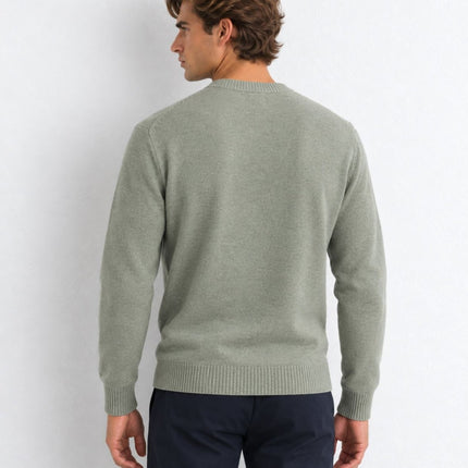 Mens Jumpers Ultimate Lambswool Crew Neck Jumper - Pale Green-Quality Brands Outlet-