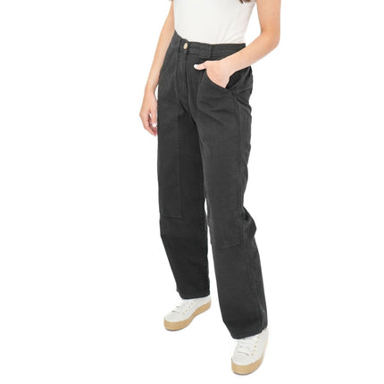 M&S Black Straight Leg Trousers Stretch Cotton Rich Relaxed Utility - Quality Brands Outlet