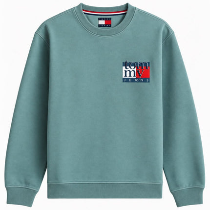 Mens Sweatshirts Classic Logo Print Long Sleeve Tops - Pastel Green-Quality Brands Outlet-