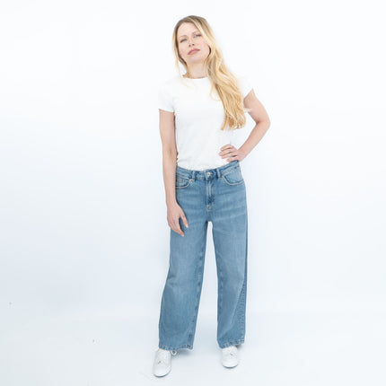 M&S Women's Wide Leg Jeans Light Denim