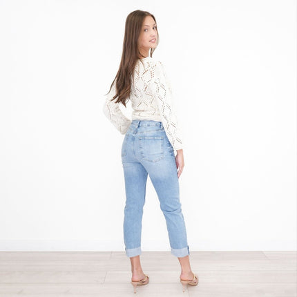 M&S Harper Cigarette Jeans Straight Leg Cropped Light Denim-Quality Brands Outlet-