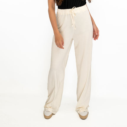 Coast Cream Stretch Drawstring Joggers Elasticated Waist Long Wide Leg Trousers-Quality Brands Outlet-