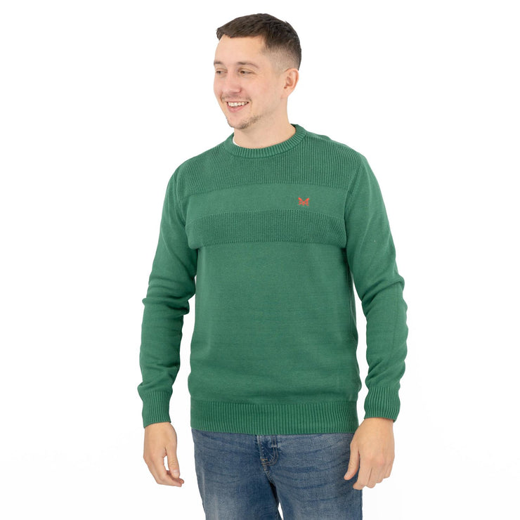 Crew Clothing Mens Rib Knitted Jumper Long Sleeve Emerald Green