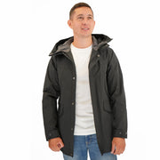 M&S Mac Raincoat Cotton Blend Hooded Black