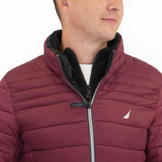 Nautica Performance Double Zip Puffer Jacket Burgundy - Quality Brands Outlet