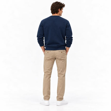 Mens Sweatshirts Badge Fleece Crew Neck Long Sleeve Tops - Navy-Quality Brands Outlet-