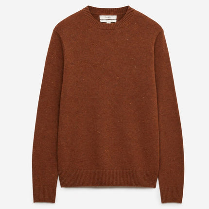 Mens Jumpers Ultimate Lambswool Crew Neck Jumper - Redwood Brown-Quality Brands Outlet-