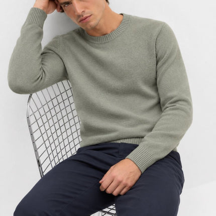 Mens Jumpers Ultimate Lambswool Crew Neck Jumper - Pale Green-Quality Brands Outlet-