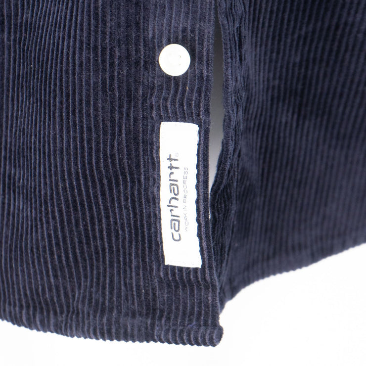CARHARTT WIP Madison Navy Blue Button-Down Collar Logo-Embroidered Cotton-Corduroy Shirt