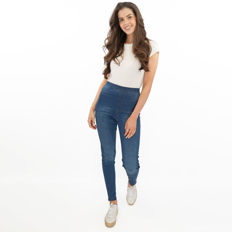 M&S Blue Jegging High Waist Ankle Grazer Skinny Leg Jeans - Quality Brands Outlet