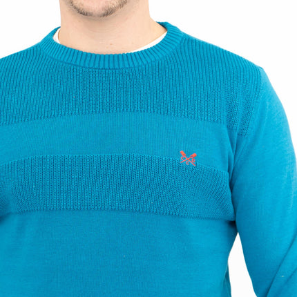 Crew Clothing Mens Rib Knitted Jumper Long Sleeve Blue-Quality Brands Outlet-