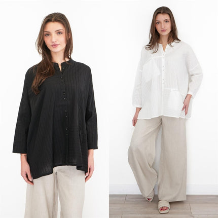 East Clothing Shirt Relaxed Fit White Cotton Blouse - Quality Brands Outlet