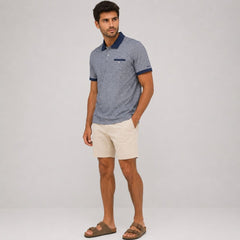 Two Tone Piqué Polo Shirt – Navy-Quality Brands Outlet-
