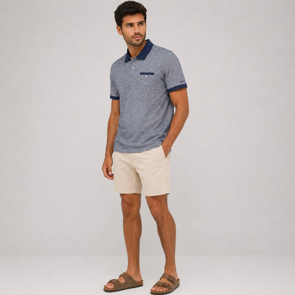 Two Tone Piqué Polo Shirt – Navy