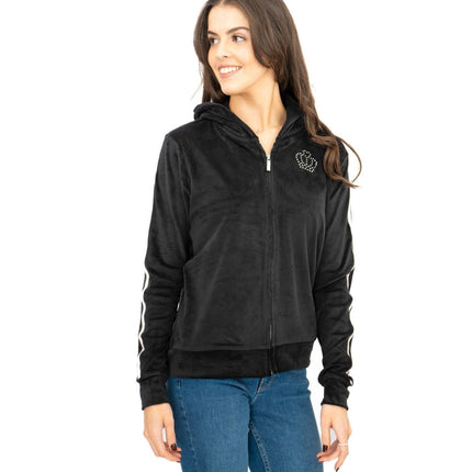 Lipsy Girl Teen Sequin Full Zip Black Velour Hoodies - Quality Brands Outlet