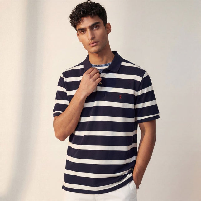 Joules Woody Striped Polo Shirt Pink Short Sleeve - Quality Brands Outlet