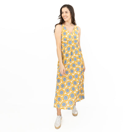 Seasalt Womens Polmanter Yellow Sunflower Jersey Dress-Quality Brands Outlet-