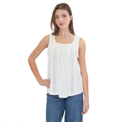 Weird Fish White Chelle Square Neck Jersey Vest Top - Quality Brands Outlet