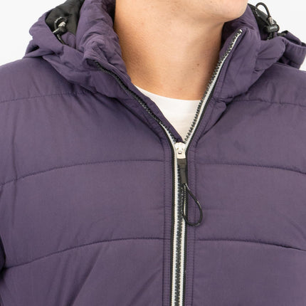 GANT Men's Winter Coat Cloud Padded Quilted Purple Warm Jacket Zip Pockets Lined Hood Storm Cuffs - Quality Brands Outlet