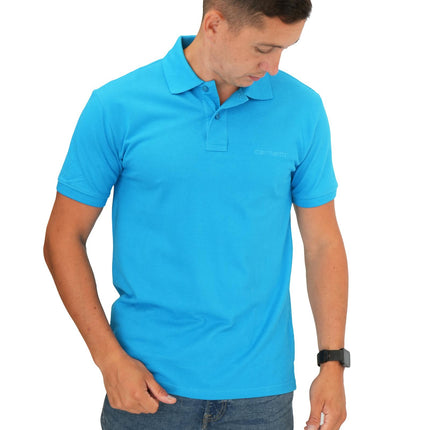 Mens Summer Tops Short Sleeve Blue Pique Polo Shirts Premium Brand-Quality Brands Outlet-