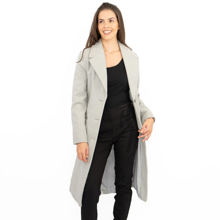 M&S Grey Herringbone Belted Tailored Coat-Quality Brands Outlet-