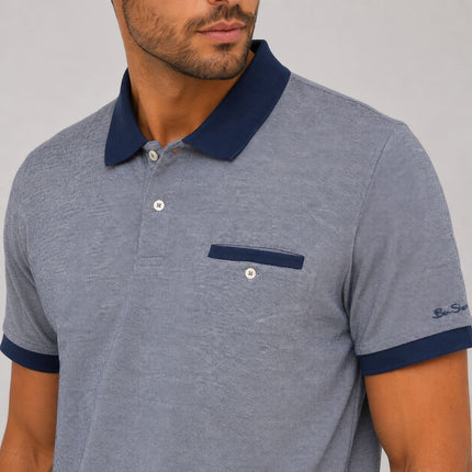Two Tone Piqué Polo Shirt – Navy