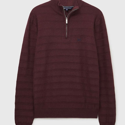 Crew Clothing Mens Jumper Half Zip Cashmere Blend Burgundy - Quality Brands Outlet