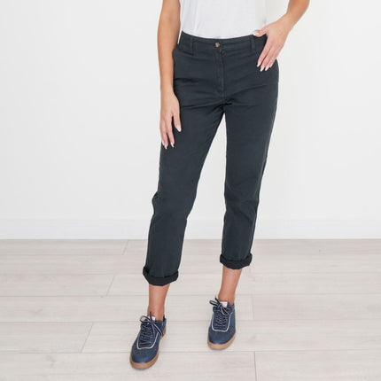 M&S Cotton Rich Tapered Ankle Grazer Chinos Black-Quality Brands Outlet-
