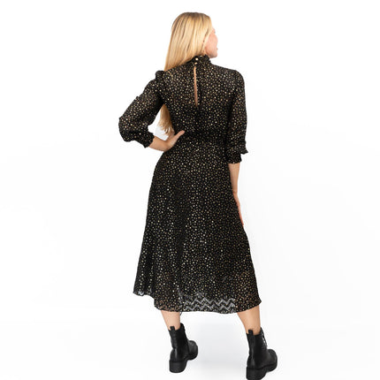 TED BAKER Elsiie Black Gold Star Midi Dress-Quality Brands Outlet-
