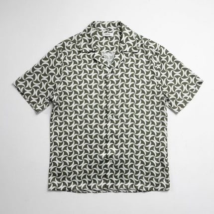 Mens Shirts Short Sleeve Navy Geo Print - Quality Brands Outlet